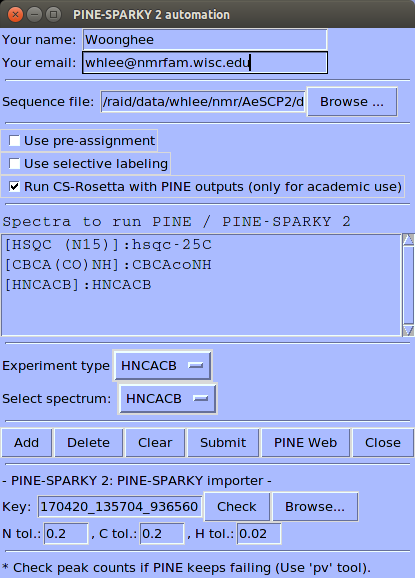 Launched PINE-SPARKY.2 window