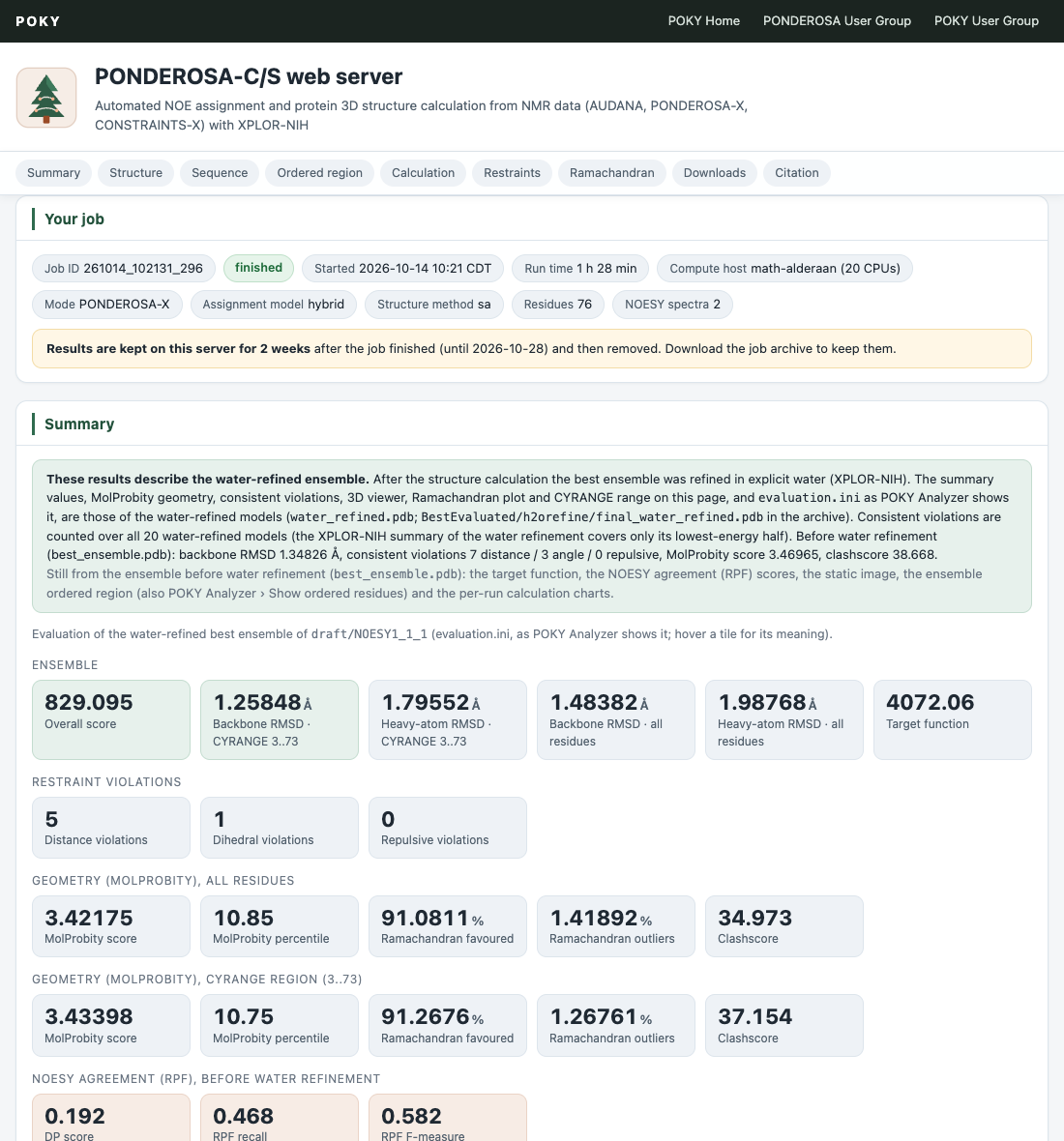 Results page: Your job card and Summary