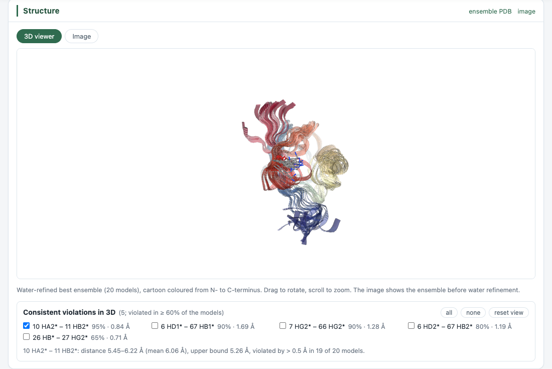 Results page: 3D viewer with a consistent violation